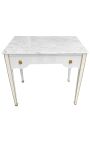Louis XVI Стил за писане на бюро лъскав бял рисуван и бял мрамор - 8