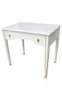 Louis XVI style writing skrivebord Glanset hvit malt og hvit marmor - 10