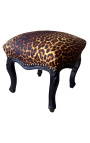 Respaldo barroco Louis XV tela leopardo y madera negra lacada