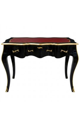 Barok zwart Bureau Louis XV Stijl, rood schrijfblok