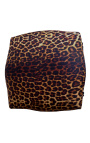Baroque footrest Louis XV leopard fabric and lacquered black wood