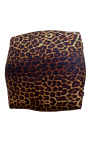 Barroco reposapiés Louis XV Tela de leopardo y madera negra lacada. - 5