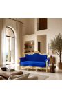 Baroque Rococo 3 seater dark blue velvet and gold wood - 7
