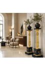 Columna de marbre negre d'estil imperi amb bronze daurat - 4