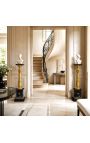 Kolumna czarna marmurowa kolumna w stylu Empire z pozłacanym brązem - 7