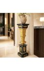 Colonna quadrata (conchiglia) in marmo nero con bronzo stile Impero