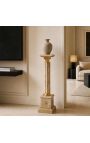 Colonne Corinthienne en marbre beige avec bronze doré de style Empire