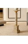 Colonne Corinthienne en marbre beige avec bronze doré de style Empire