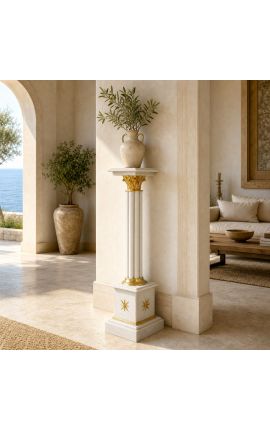 Columna corintia de marbre blanc amb bronze daurat d'estil Imperi