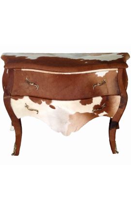 Rochie barocă Louis XV stilul de piele de vacă brun adevărat 2 sertare