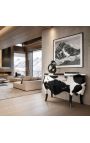 Barokový šatník Louis XV štýl pravá čierna kravská koža 2 zásuvky - 4