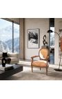 Barocker Sessel Louis XVI stil echtes kuhleder braun und weiß und roh holz - 3