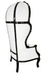 Großartiger Porter-barocken Stil-Stuhl-weißes Kunstleder und glänzendes schwarzes Holz - 11