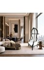 Grand Porters Barock Style Chair Vit Leatherette och Glansigt Svart Trä - 7