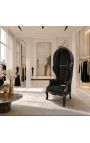 Grand porter's Baroque style chair black velvet and black wood - 6