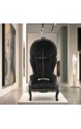 Sedia in stile barocco, velletto nero e legno nero - 8