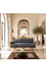 Baroc Rococo 3 locuri catifea gri si lemn auriu - 8
