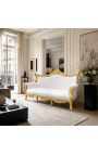 Barroco rococo 3 sofá de cuero blanco y madera de oro - 5