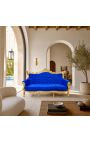 Barok Rococo 3 zits blauw fluweel en goud hout - 7