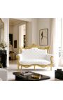 Barroco rococo 2 sofá de cuero blanco y madera de oro - 6