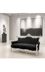 Barroco Rococo 3 terciopelo negro y madera de plata - 7