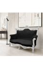 Barok rococo 2 pers. Sofa sort fløjl og sølv træ - 7