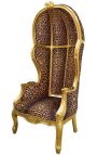 Grand Porter je barokní židle Leopard tištěné tkaniny a zlaté dřevo - 14