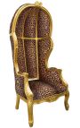 Grand Porters barokke stilstol Leopard trykt stoff og gyldent tre - 15
