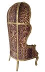 Sedia in stile barocco Grand Porter Tessuto stampato Leopard e legno dorato - 16