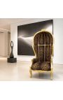 Grand Porter's baročni stol, ki je natisnjen tkanine in zlatega lesa - 12