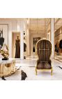 Sedia in stile barocco Grand Porter Tessuto stampato Leopard e legno dorato - 5