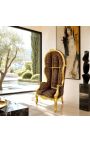 Sedia in stile barocco Grand Porter Tessuto stampato Leopard e legno dorato - 3