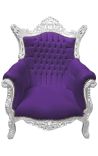 Grand Rococo Barokové kreslo Fialové Velvet a strieborné drevo - 17