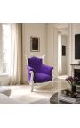 Grand fauteuil Baroque rococo velours mauve et bois argenté - 10