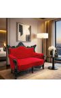 Baroque Rococò 2 posti divano divano rosso velluto e legno nero lucido