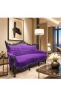 Baroc Rococo 3 locuri catifea violet și lemn negru