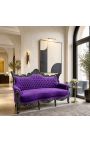 Baroque Rococo 3 siedzenia purpurowy velvet i czarny drewno