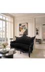 Barock Rokoko 3-Sitzer schwarzer Samt und schwarzes Holz - 6