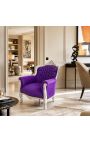 Sessel "fürst" Barock Stil lila Samt und Silber Holz - 9