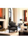 Scaun "prinţ" Stil baroc negru velvet și lemn negru - 6