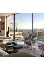 Sėdynė "karališkai" Baroko stiliaus zebra ir sidabrinė mediena - 5