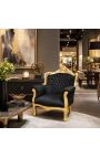 Armchair "hercegnő" Baroque stílus fekete bársony és arany fa - 14