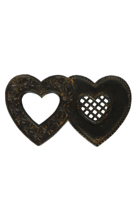 Trivet patinoitu metalli "Kaksinkertainen sydän"