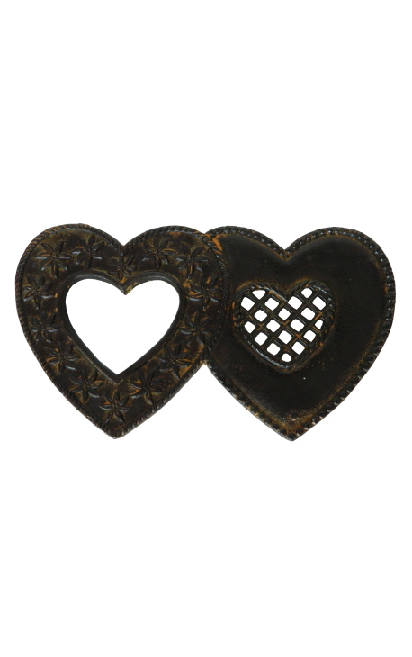 Trivet metal patinado "Doble Hearts"