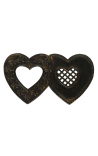 Trivet metal patinado Doble Hearts