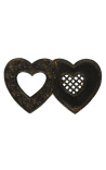 Trivet patinated metal Double Hearts