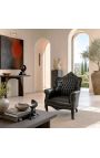 Fauteuil "princier" de style Baroque simili cuir noir et bois laqué noir - 6