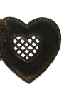 Trivet patinaat metaal "Dubbel hart"