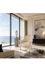 Stolica "kneževski" Barokni stil bežnog baršuna i bežnog patiniranog drveta - 6