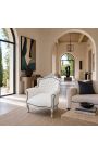 Armchair "princely" Baroque style leatherette white and silver wood - 2